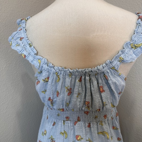 Out From Under Lilly Babydoll Y2K Top L Blue Fruit Novelty Coquette Milkmaid - Picture 5 of 12